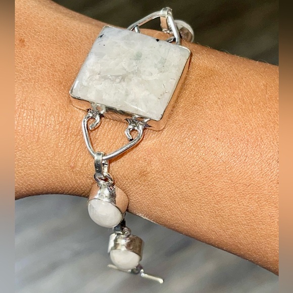 A Crown Chakra Crystal, Rainbow Moonstone Bracelet - Picture 6 of 11